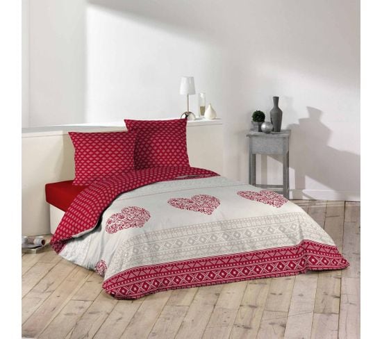 Housse De Couette 240x220 + 2 Taies Montagne Microfibre Flanelle