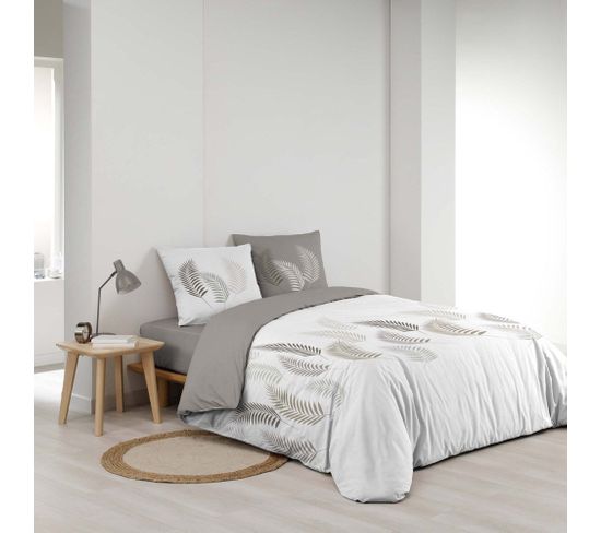 Housse De Couette 260x240 + 2 Taies Goyave Coton 57 Fils