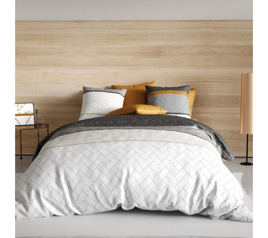 Housse De Couette 240x220 Corki + 2 Taies Coton 57 Fils