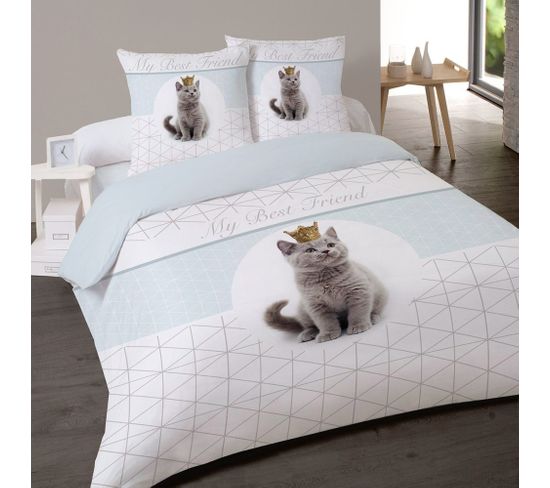 Housse De Couette 240x220 King + 2 Taies Coton 52 Fils