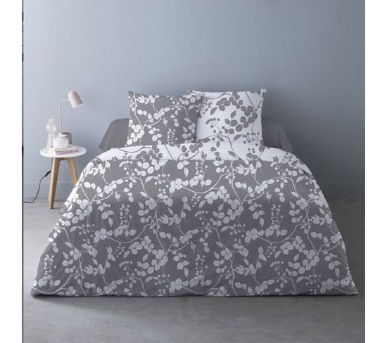 Housse De Couette 240x220 Yuka Gris + 2 Taies