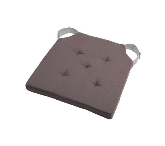 Lot De 4 Galettes De Chaise Duo Velcro 38x38 Gris Perle