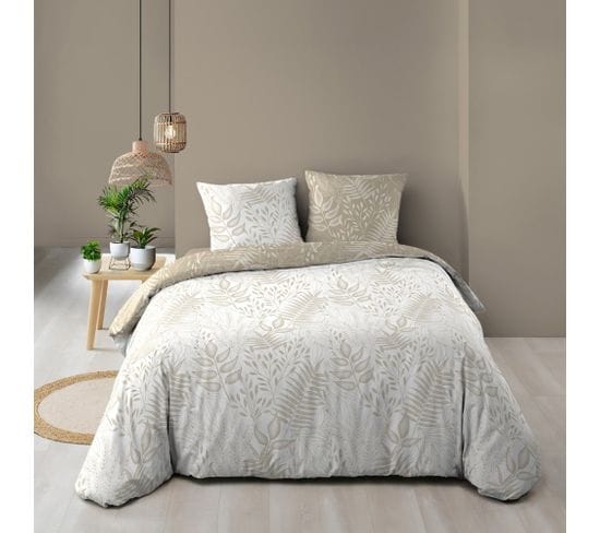 Housse De Couette 240x220 + 2 Taies Cassia Coton 57 Fils