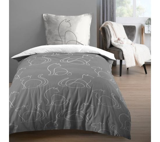 Housse De Couette 140x200 Berlioz + 1 Taie 100% Coton 57 Fils