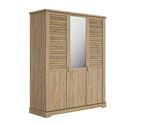 Armoire 3 Portes Thelma Charme Imitation Châtaignier Cérusé