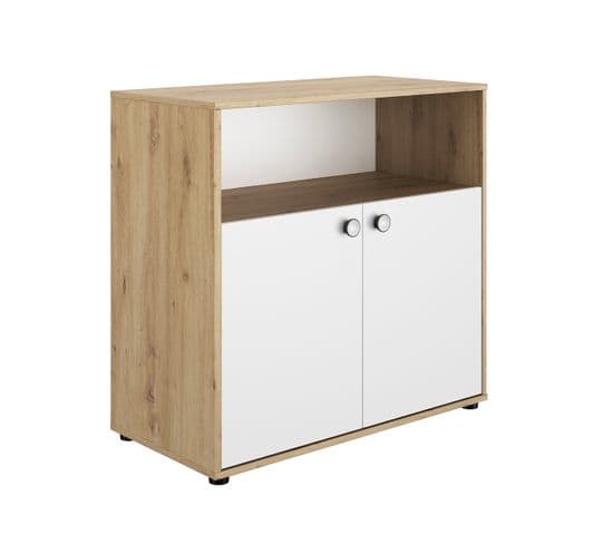 Commode 2 Portes 1 Niche Arthur - Bois Et Blanc