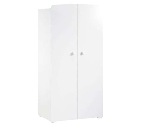 New Basic - Armoire Chambre Bébé 2 Portes - Boutons Boule Blanc