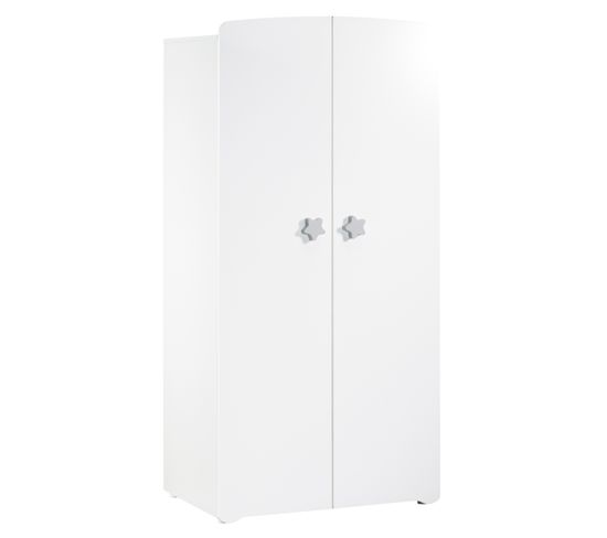 New Basic - Armoire Chambre Bébé 2 Portes - Boutons Étoile Gris