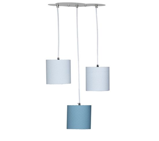 Suspension Lumineuse Trio Plafonnier En Coton Bleu