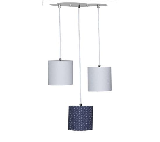 Suspension Lumineuse Trio Plafonnier En Coton Gris