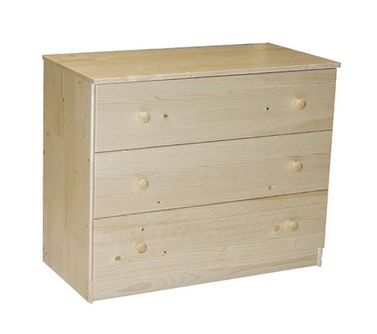 Commode Porto 3 Tiroirs Vernis Naturel