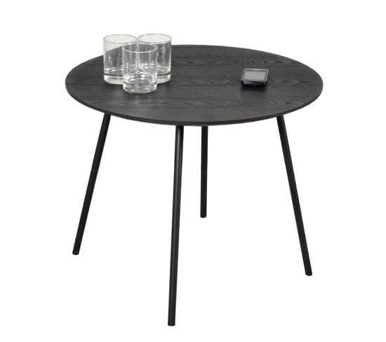 Table Basse Ronde Pieds En Métal Lyra Noir