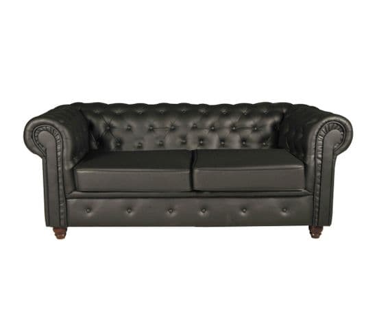 Canapé Chesterfield 2 Places Simili cuir - Noir