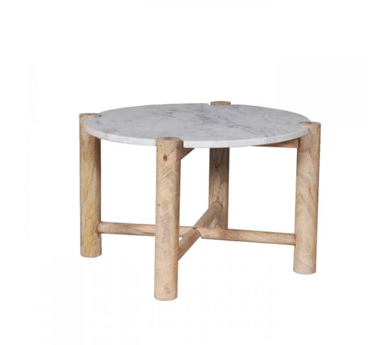 Table Basse Marbre Casa Diamètre 58 Cm / Piètement Bois