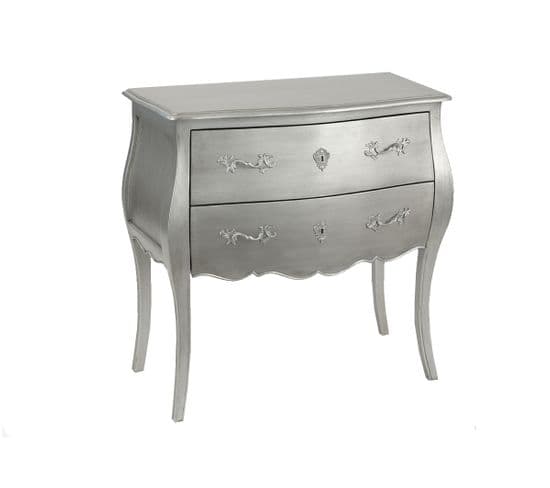 Commode Argentée 2 Tiroirs Murano