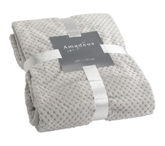 Plaid Damier 130 X 170 Cm Gris Clair