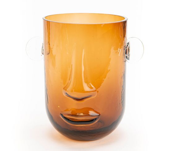 Vase Visage Marron