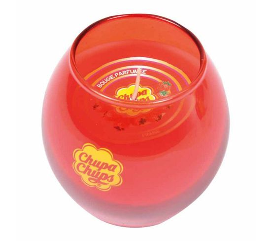 Bougie Parfumée En Verre "chupa Chups" 7cm Fraise