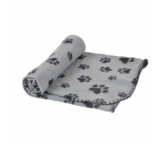 Plaid Polaire Pour Chien "pattes" 100cm Gris