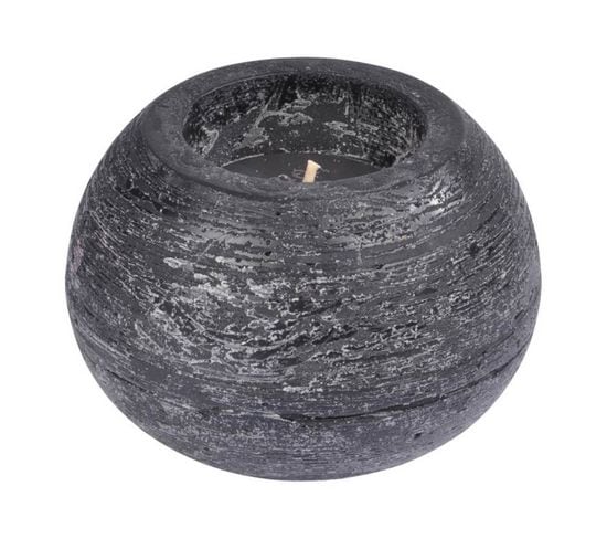 Bougie Boule Déco "rustique" 13cm Noir