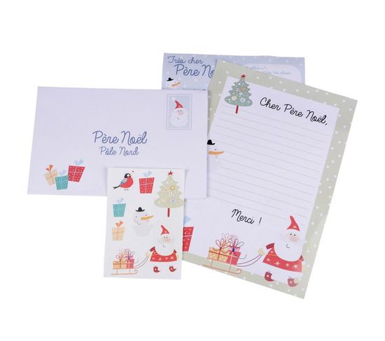 Kit 2 Lettres et Stickers "père Noël" 32cm Blanc