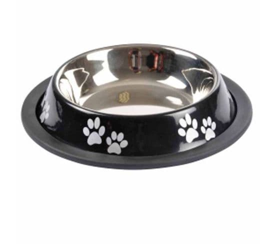 Gamelle Antidérapante Chien et Chat "pattes" 15cm Noir