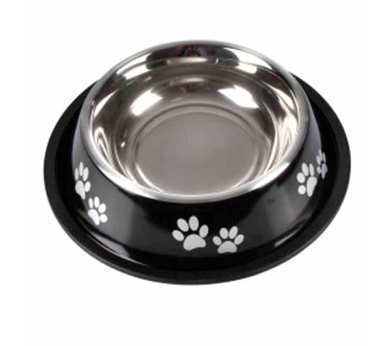 Gamelle Antidérapante Chien et Chat "pattes" 25cm Noir