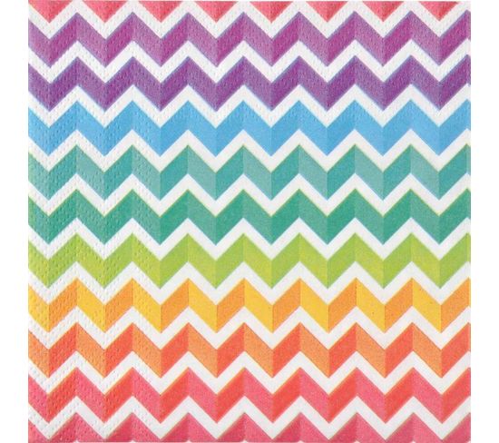 Lot De 20 Serviettes En Papier "chevron" 33x33cm Multicolore