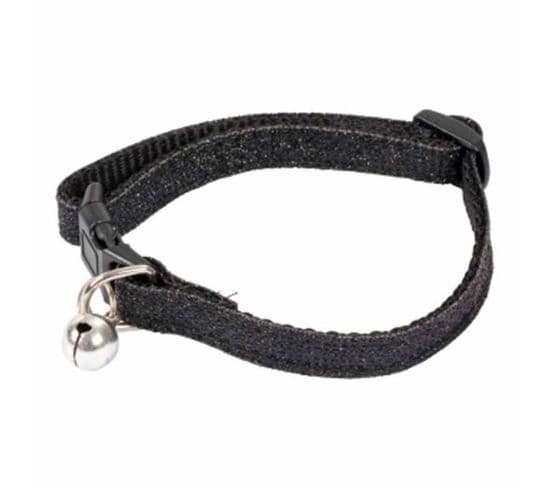 Collier Pour Chat Avec Grelot "glitter" 30cm Noir