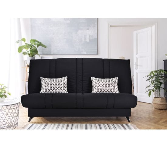 Banquette-lit clic-clac SILVER tissu Noir