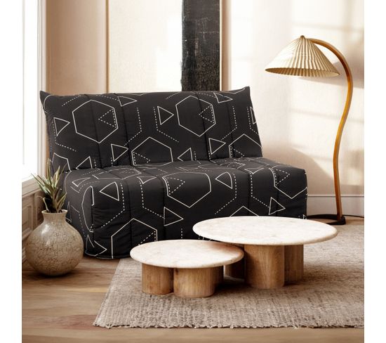 Banquette lit BZ EMILIA 3 tissu imprimé noir