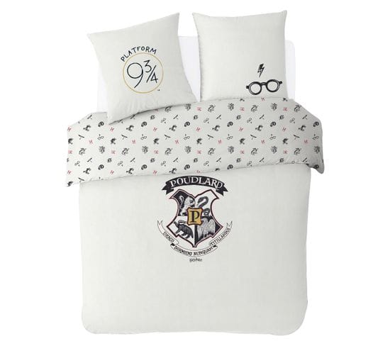 Housse De Couette Harry Potter Poudlard 200x200 Cm - 100% Coton