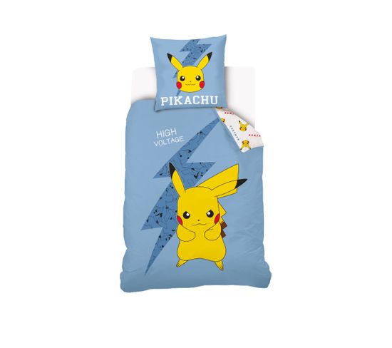 Housse De Couette Pikachu Pokémon Éclair 140x200 Cm - 100% Coton