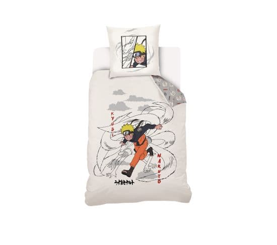 Housse De Couette Naruto Et Kyubi 140x200 Cm Et Taie D'oreiller - 100% Coton