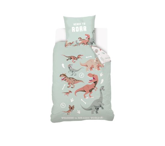 Housse De Couette Jurassic World Dinosaure 140x200 Cm - 100% Coton