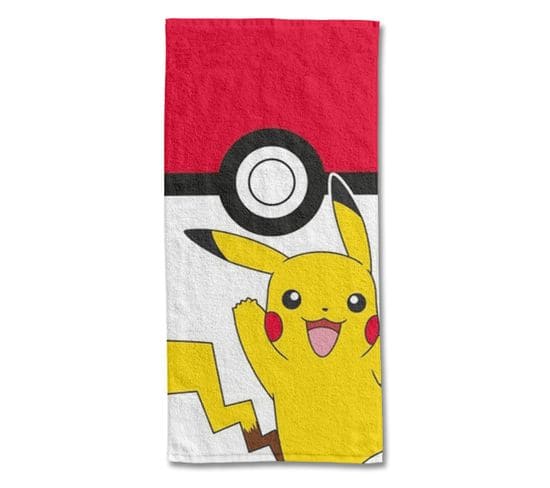 Serviette De Plage Pokémon Pikachu Pokéball 70x140 Cm - 100% Coton - 300 Gsm