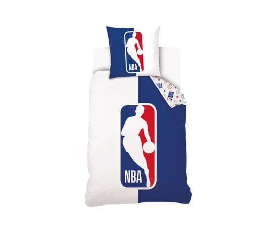 Housse De Couette Nba Logo 140x200 Cm Et Taie D'oreiller - 100% Coton