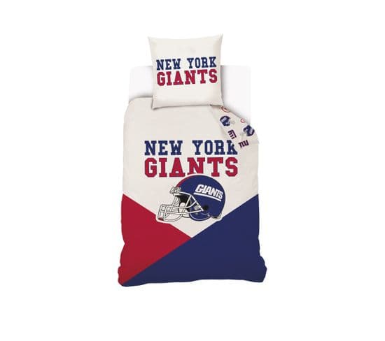 Housse De Couette Nfl New-york Giants 140x200 Cm Et Taie D'oreiller - 100% Coton