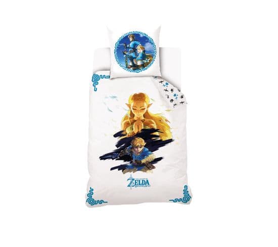 Housse De Couette Zelda Et Link Breath Of The Wild 140x200 Cm - 100% Coton