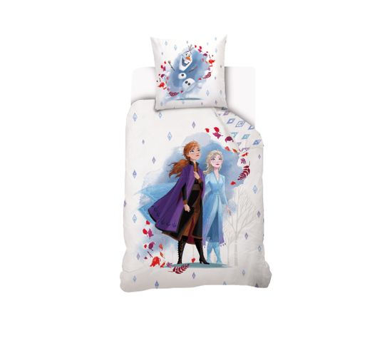 Housse De Couette Reine Des Neiges Disney 140x200 Cm - 100% Coton - Blanc