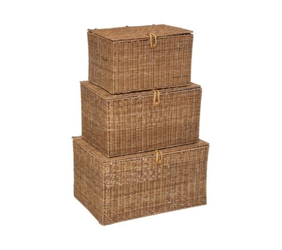 Set De 3 Malles De Rangement En Rotin