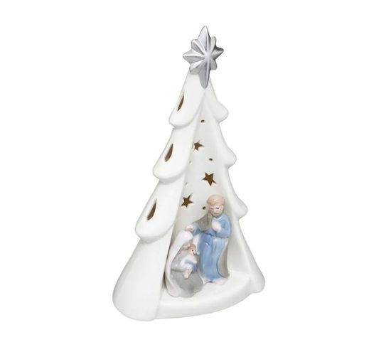 Décoration Lumineuse Sapin "nativité" 23cm Blanc