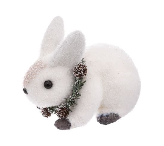 Déco De Noël Lapin Avec Couronne Décorée 14 X 16.8 Cm