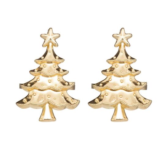 Lot De 2 Ronds De Serviette Sapin "soir" 6cm Or