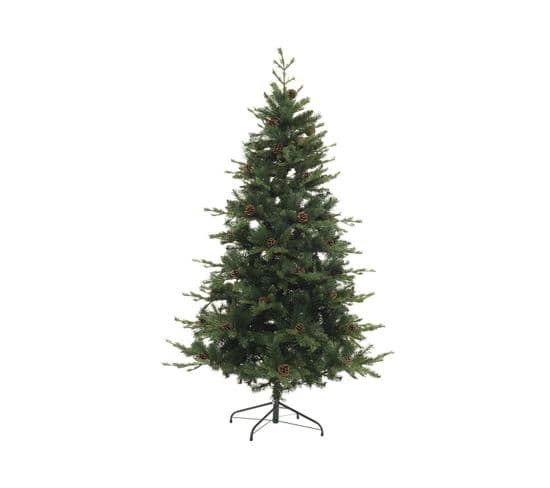 Sapin De Noël Artificiel Vert Avec Pommes De Pin Qualité Premium H 150 Cm