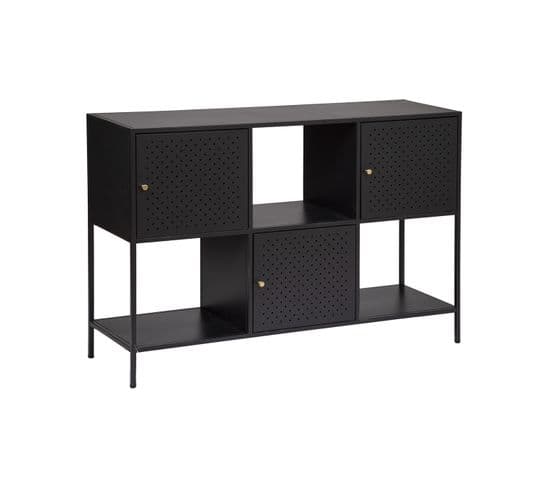 Meuble Buffet 3 Portes En Métal Noir 120 X 80 Cm