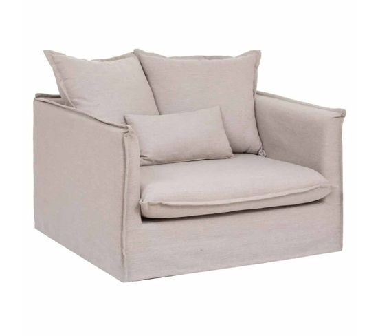 Fauteuil XL "odilon" 117cm Beige Lin