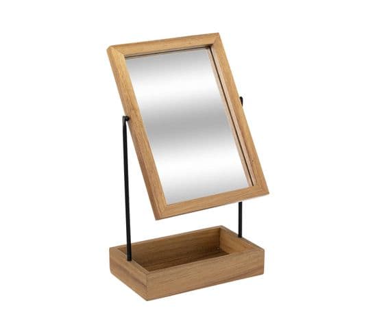 Miroir Balançoire En Bois Avec Un Plateau De Rangement.