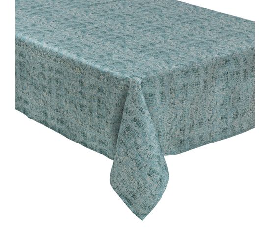 Nappe Jacquard Nuance De Vert Et Fil Lurex Argent 140 X 360 Cm