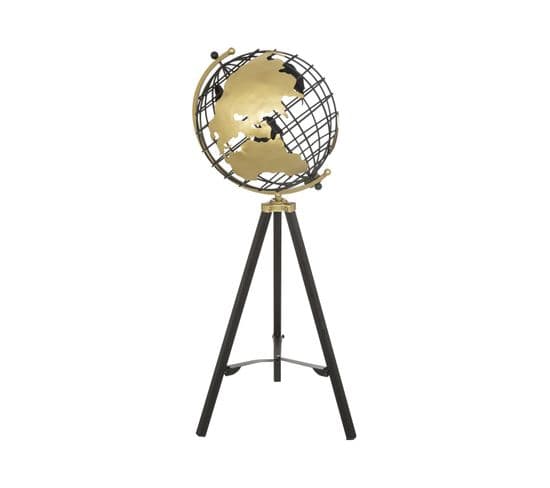 Objet Déco Globe Sur Pied En Métal Doré H 70 Cm